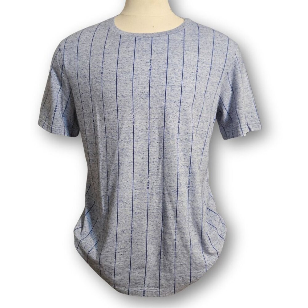 Scotch & Soda Men's Extra Large AMS Blauw Blue w/Blue Stripe Short Sleeve T Shir
